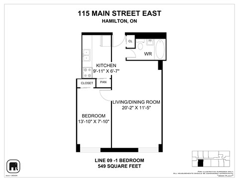 A floor plan for a home at 115 Main Street East in Hamilton, ON.